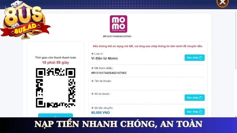 Nạp tiền nhanh chóng, an toàn