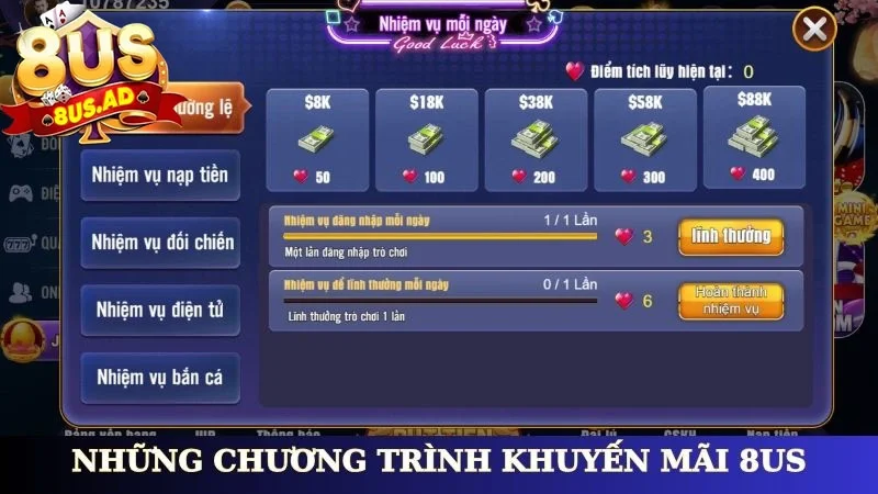 Những chương trình khuyến mãi 8Us